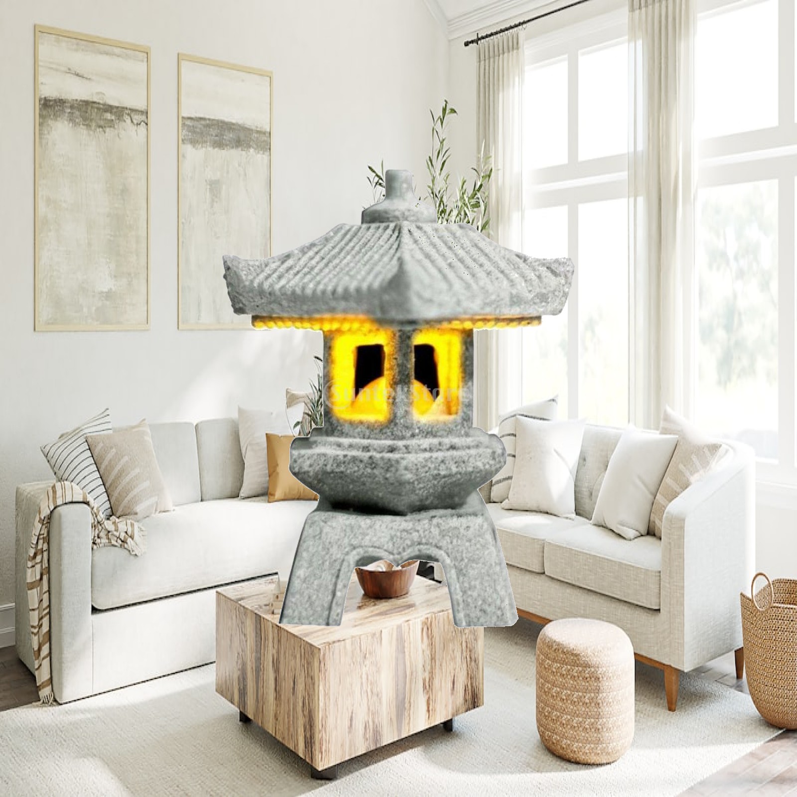 Bonsai Gardening - Lampion ogrodowy, lampion japoński, kamienny stolik,